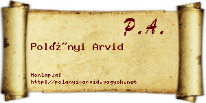 Polányi Arvid névjegykártya